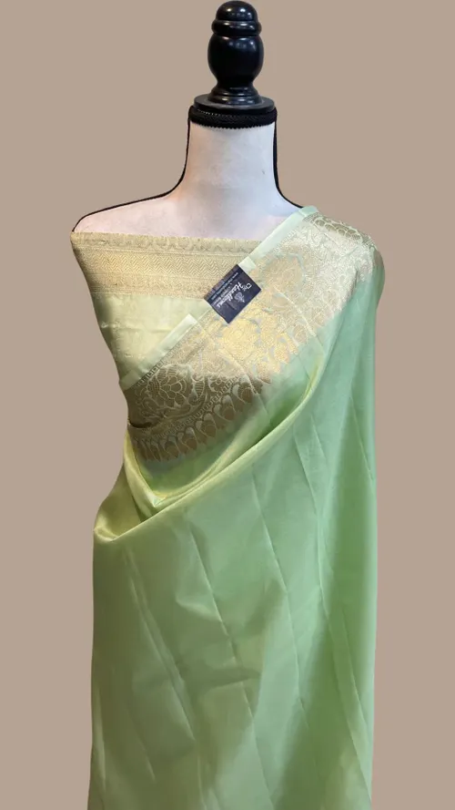 Handcrafted Katan Silk Saree with Traditional Jacquard Border Detailing